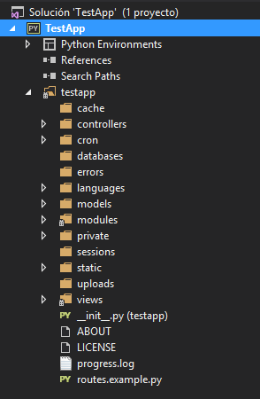 Explorador de soluciones en Visual Studio