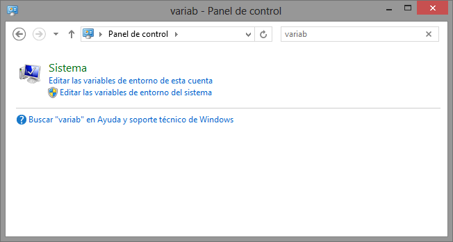 Panel de control Windows 8